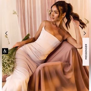 House of CB Olivette CRYSTAL SATIN CORSET MAXI DRESS XS